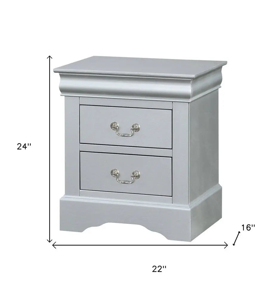 24" White Wood Two Drawer Nightstand HomeRoots