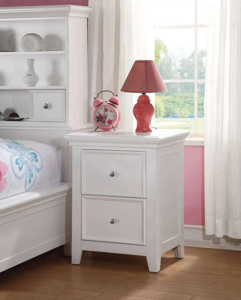 27" White Two Drawers Nightstand HomeRoots