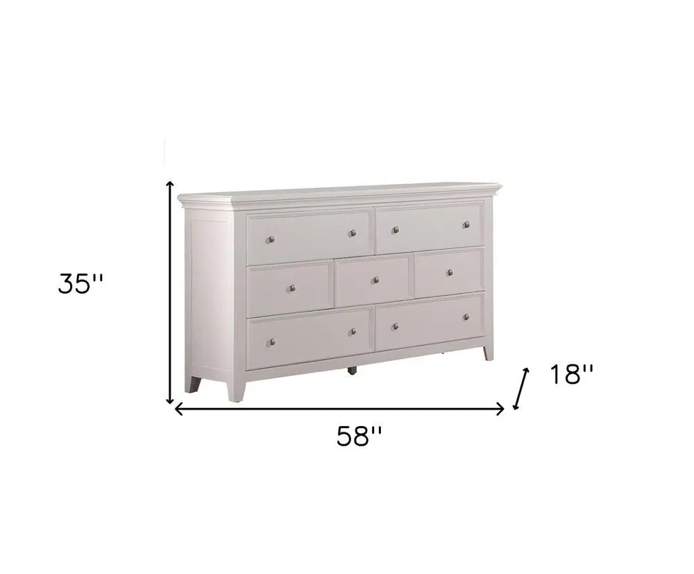 36" White Solid Wood Seven Drawer Dresser HomeRoots