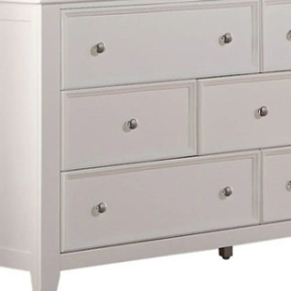 36" White Solid Wood Seven Drawer Dresser HomeRoots