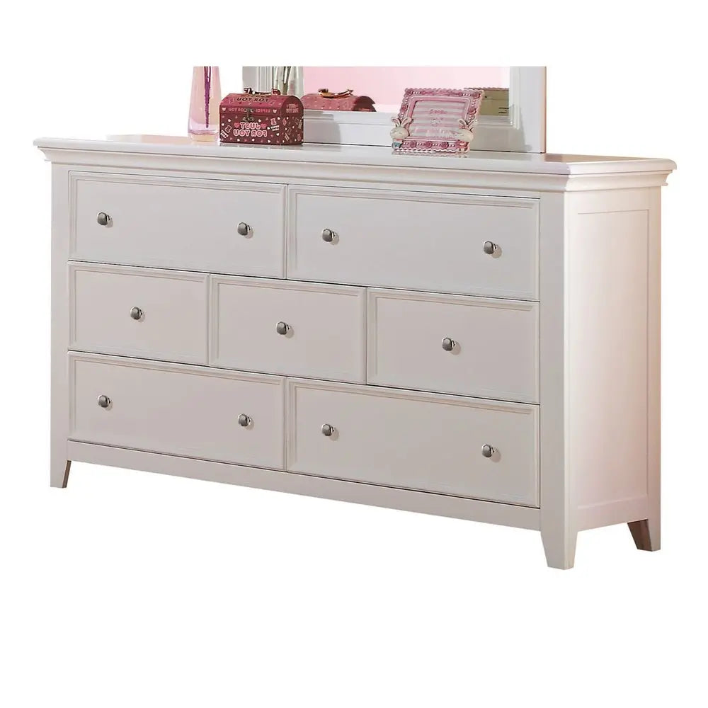 36" White Solid Wood Seven Drawer Dresser HomeRoots