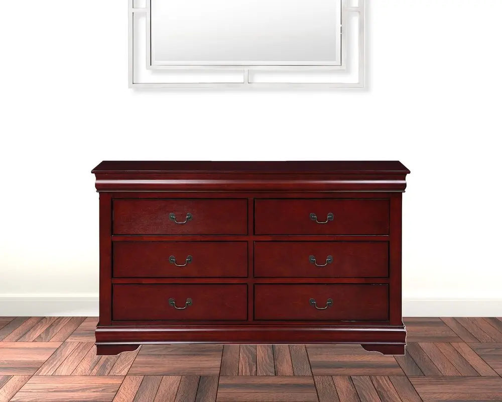 57" Brown Solid Wood Double Dresser HomeRoots