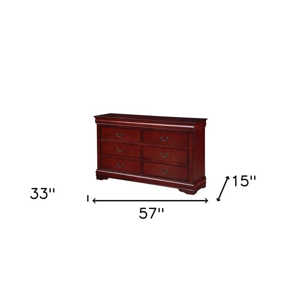 57" Brown Solid Wood Double Dresser HomeRoots