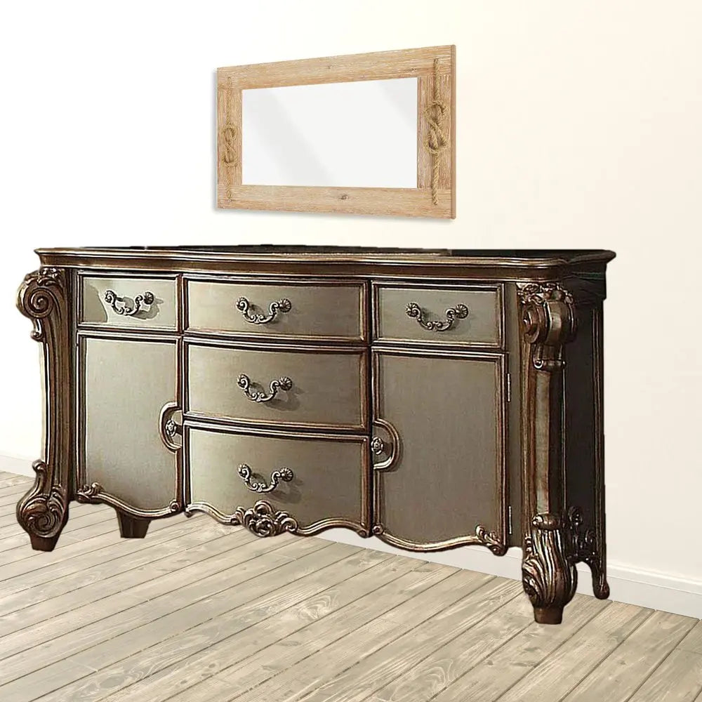 71" Gold Solid Wood Dresser HomeRoots