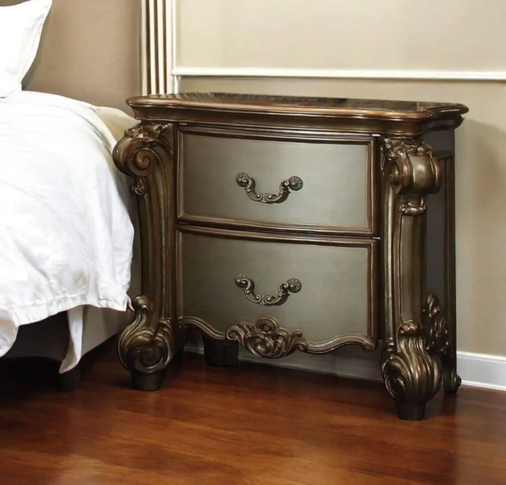 30" Bone Wood Two Drawer Nightstand HomeRoots