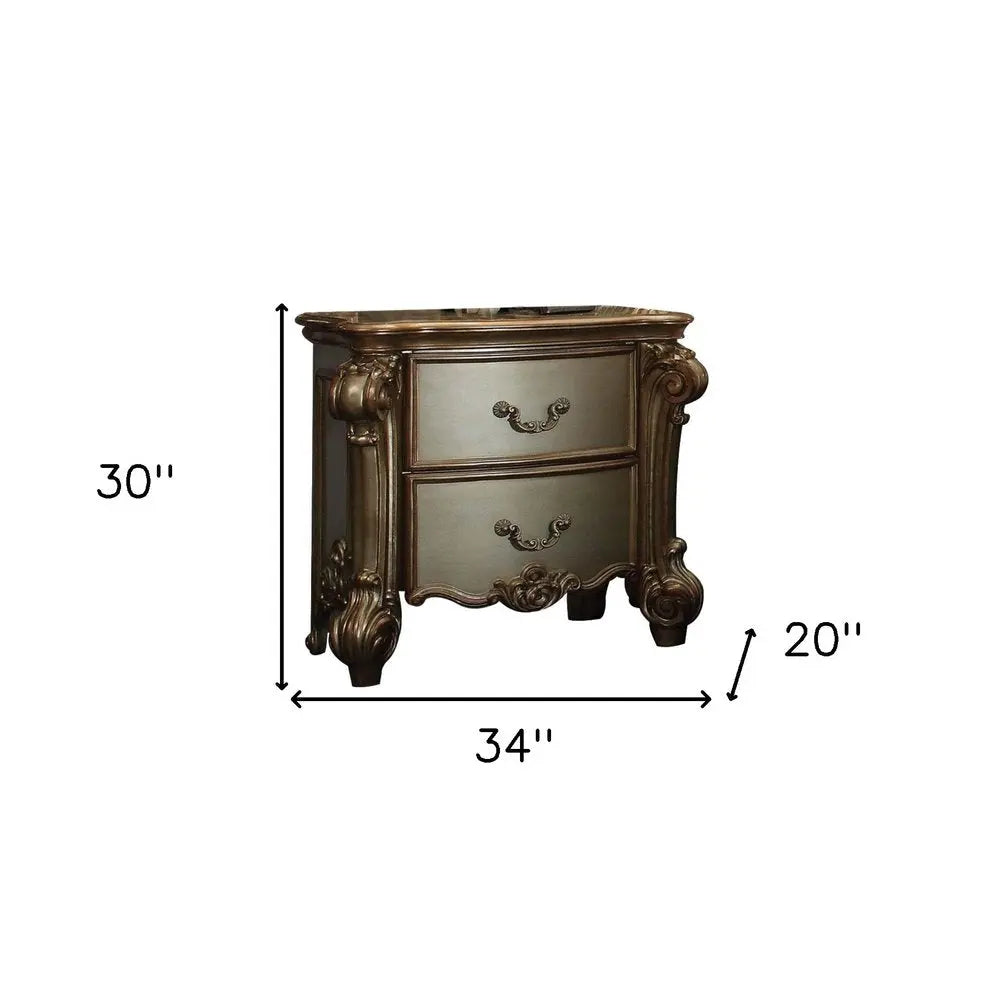 30" Bone Wood Two Drawer Nightstand HomeRoots