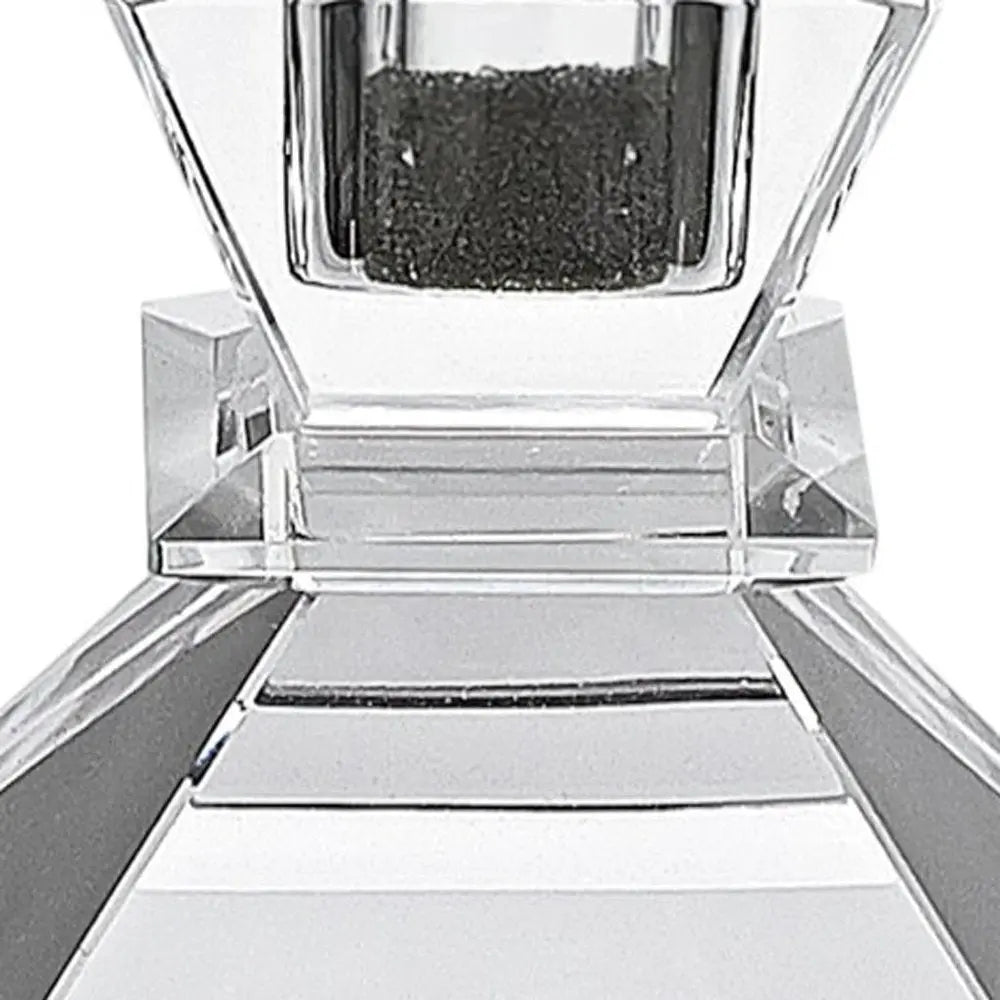 Set of Two Clear Crystal Tabletop Taper Candlesticks HomeRoots