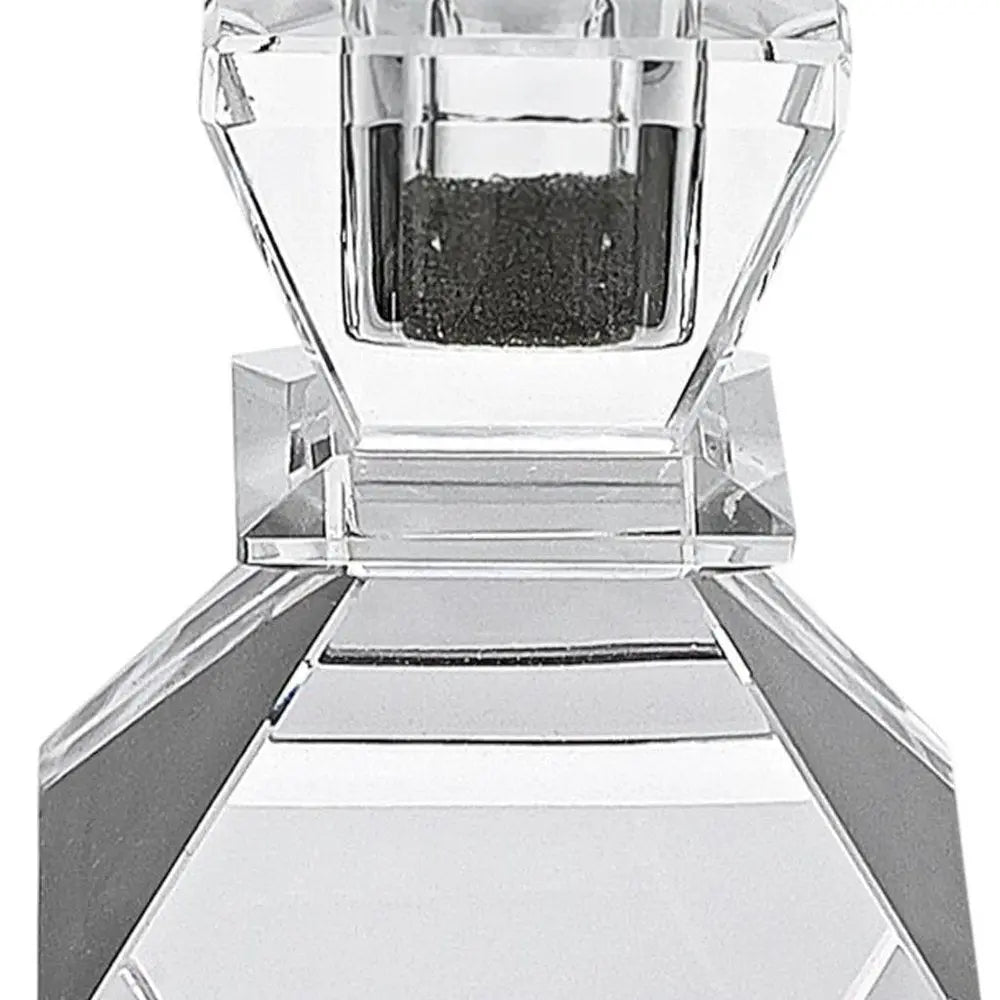 Set of Two Clear Crystal Tabletop Taper Candlesticks HomeRoots