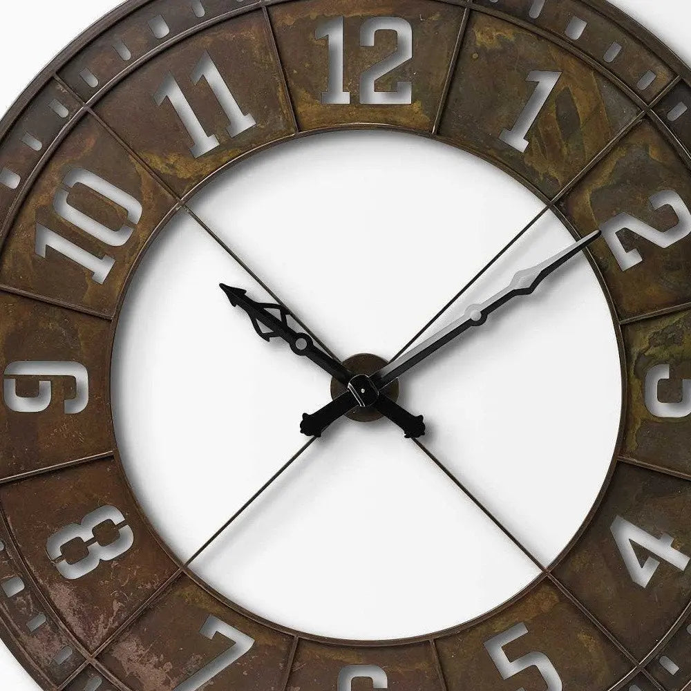57" Round Industrial Brown Wall Clock HomeRoots