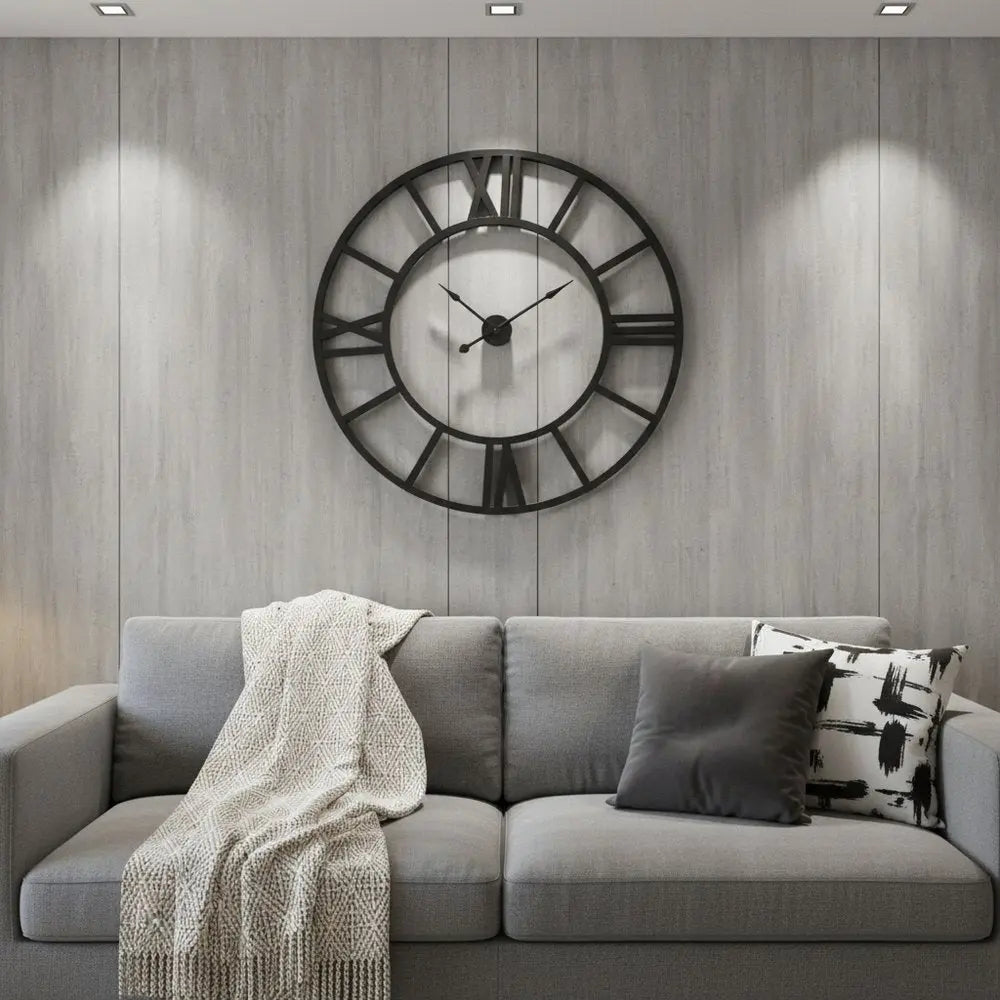 54" Round Xl Industrial Style Wall Clock With Open Face Desing HomeRoots