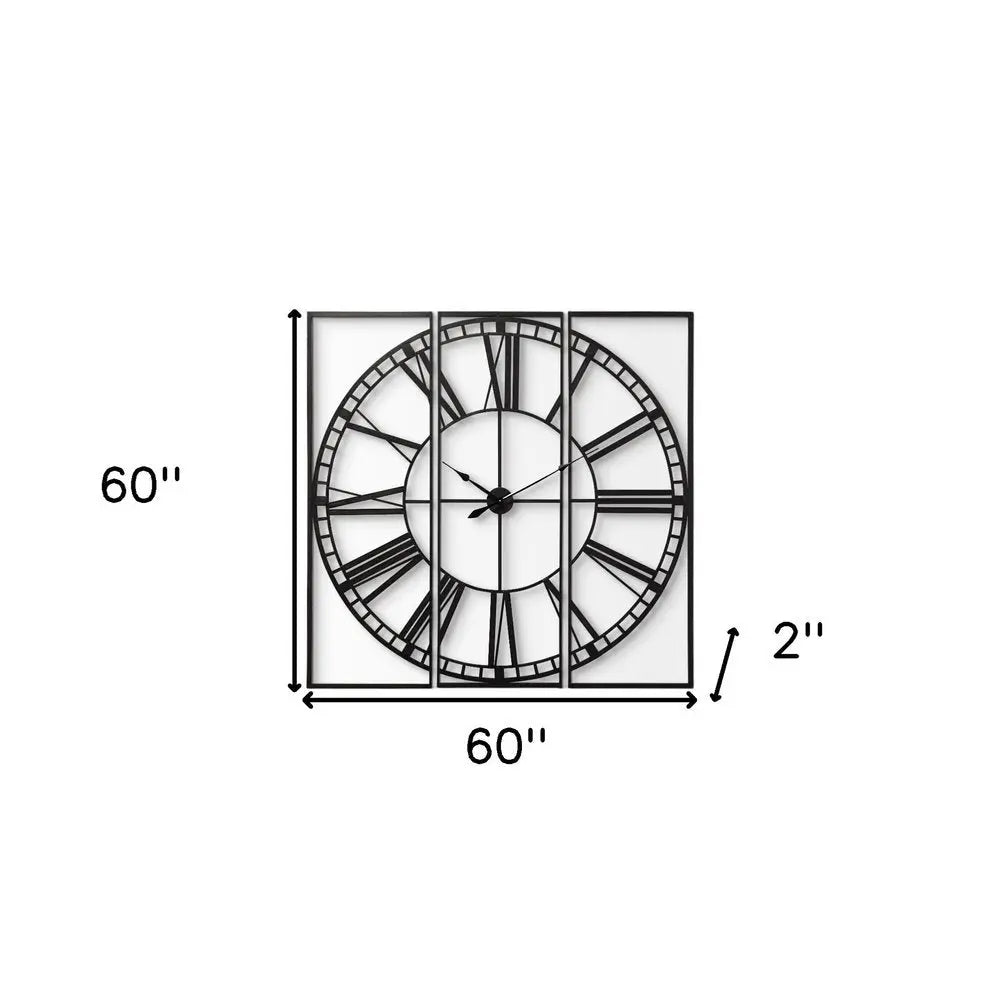 60" Round and Square Industrial Style Wall Clock HomeRoots