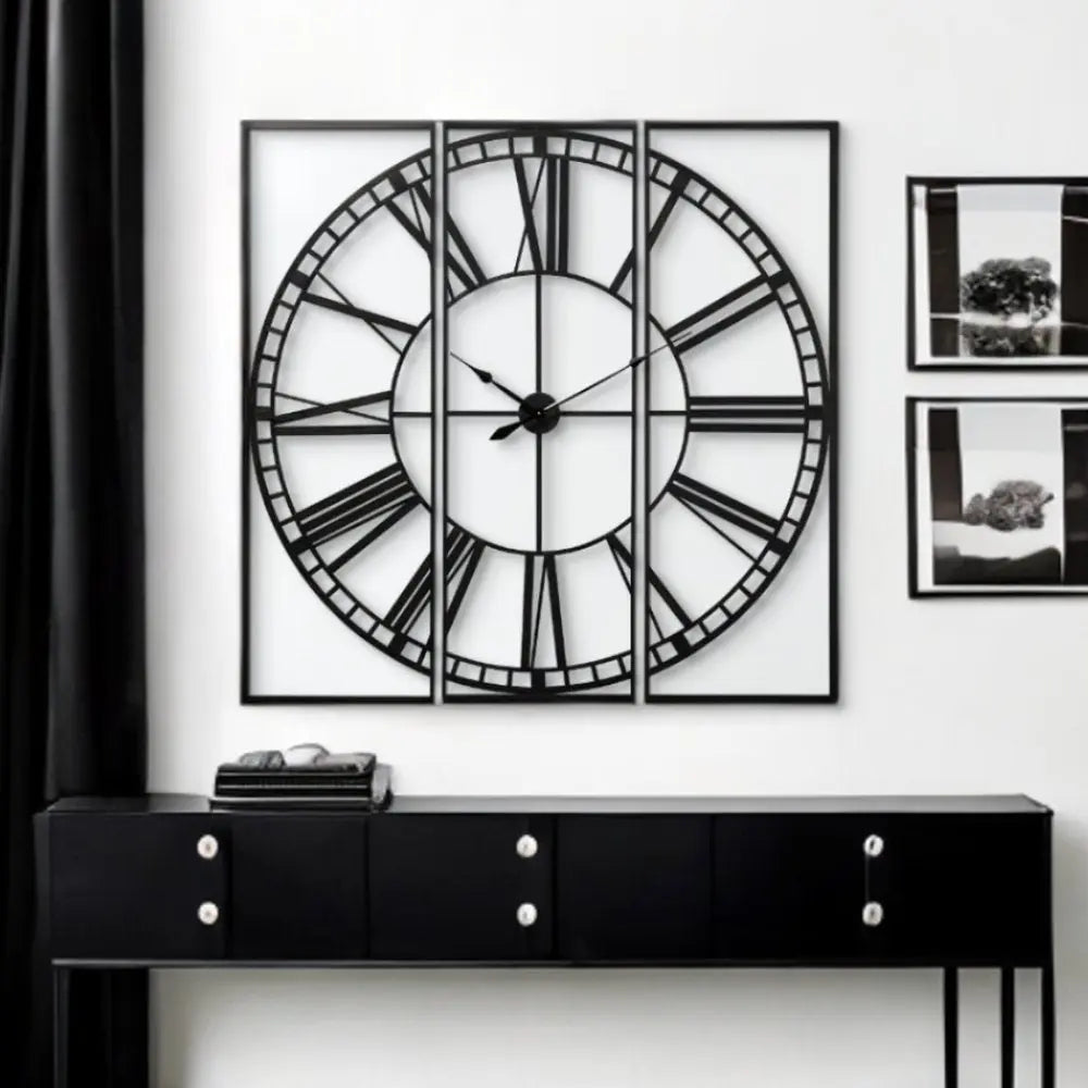 60" Round and Square Industrial Style Wall Clock HomeRoots