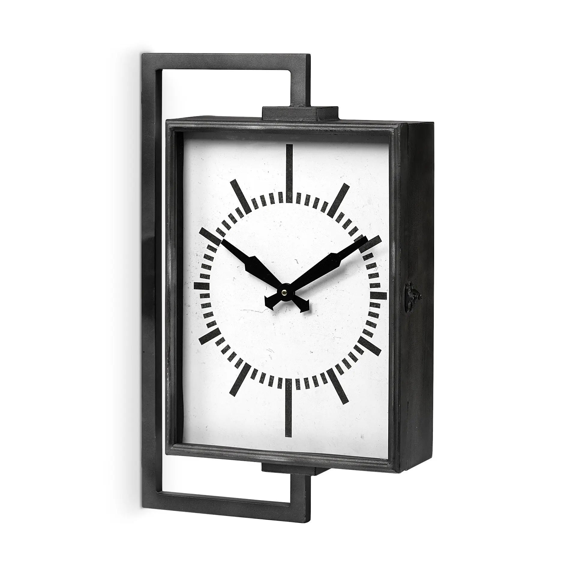 Rectangular Large Black Industrial Style Wall Clock HomeRoots