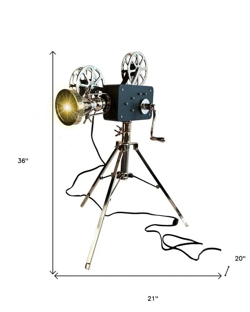 36" Black And Silver Tripod Floor Lamp With Metal Novelty Shade HomeRoots