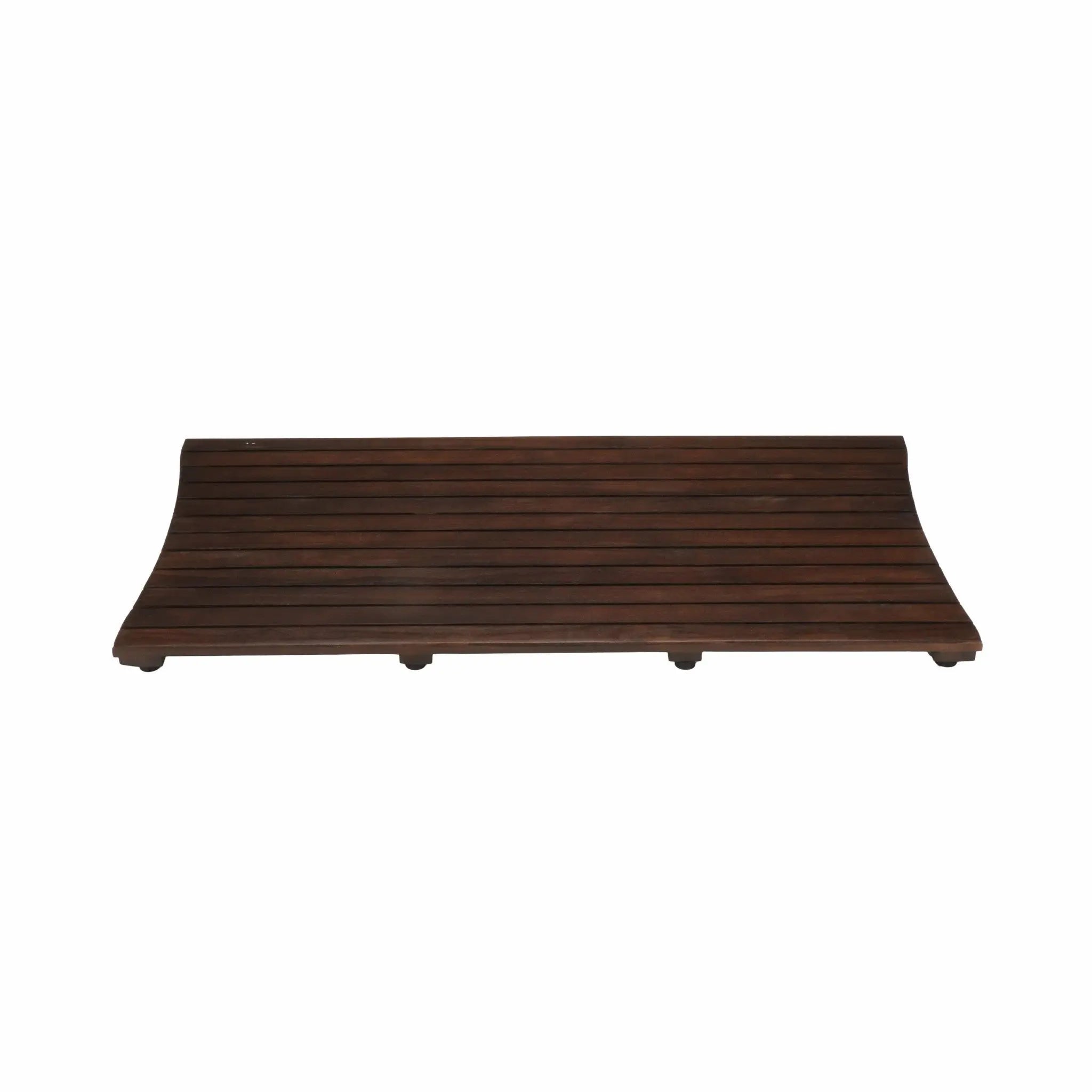 40" Dark Brown Teak Wood Bath Mat HomeRoots
