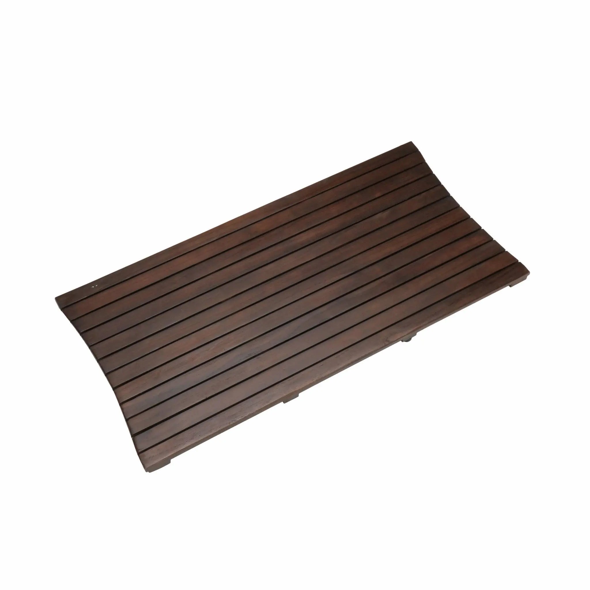 40" Dark Brown Teak Wood Bath Mat HomeRoots