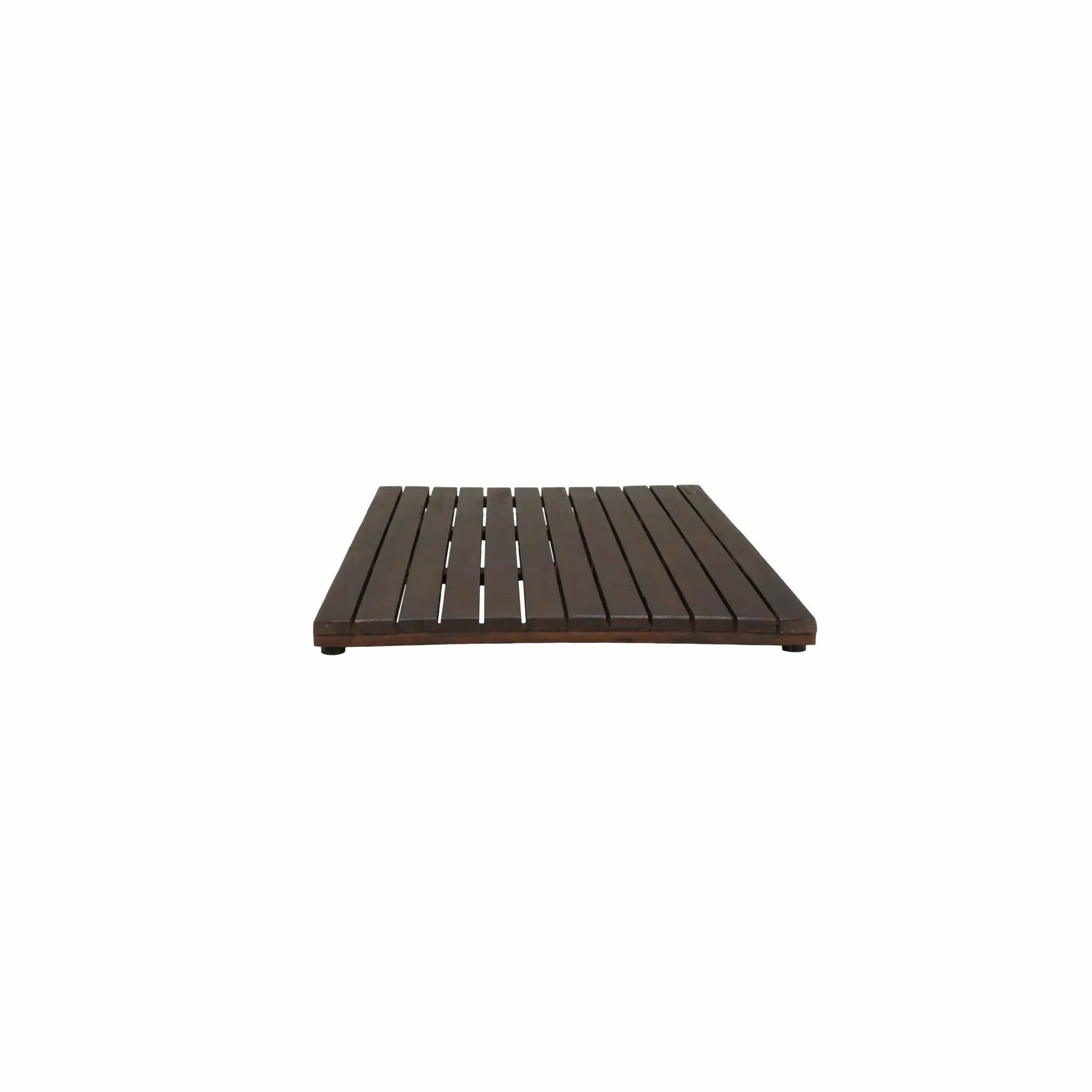40" Dark Brown Teak Wood Bath Mat HomeRoots