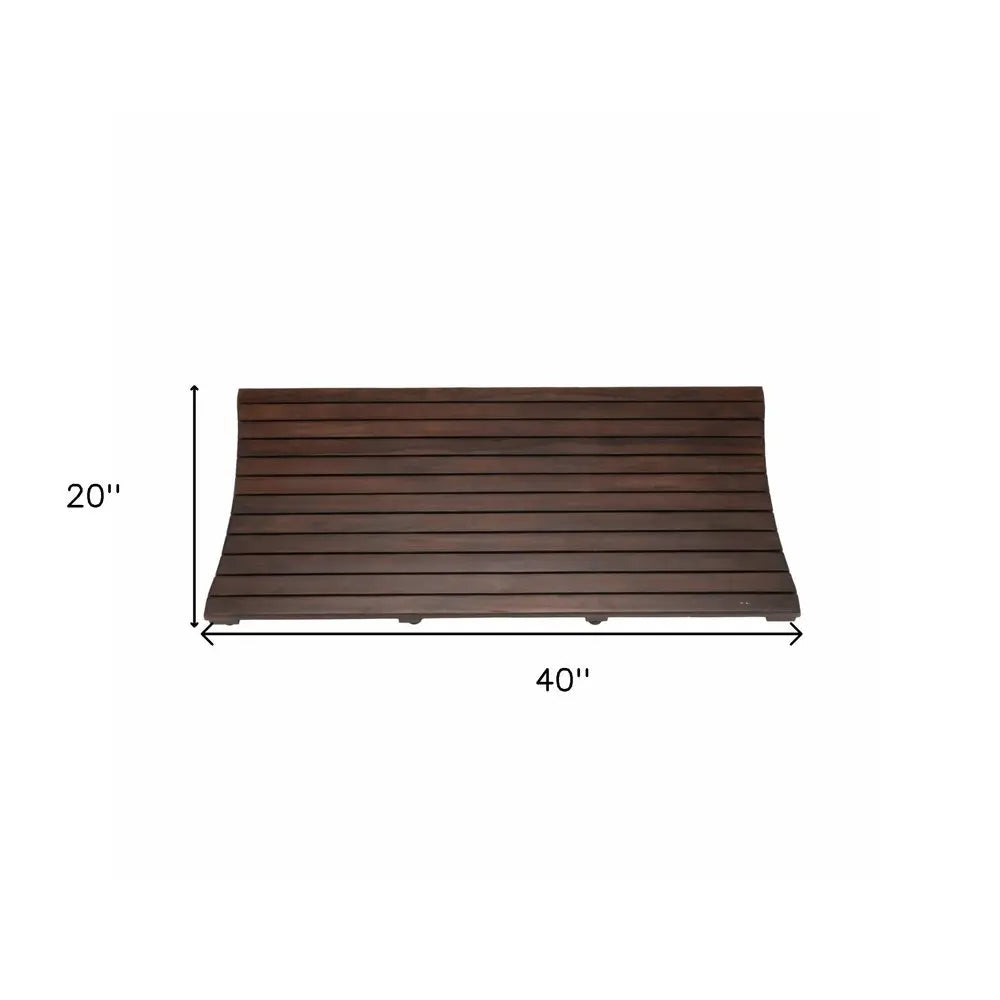 40" Dark Brown Teak Wood Bath Mat HomeRoots