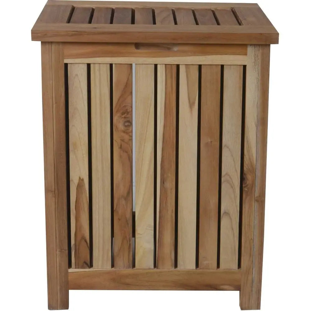Compact Teak Laundy Storage With Removable Bag In Natural Finish HomeRoots