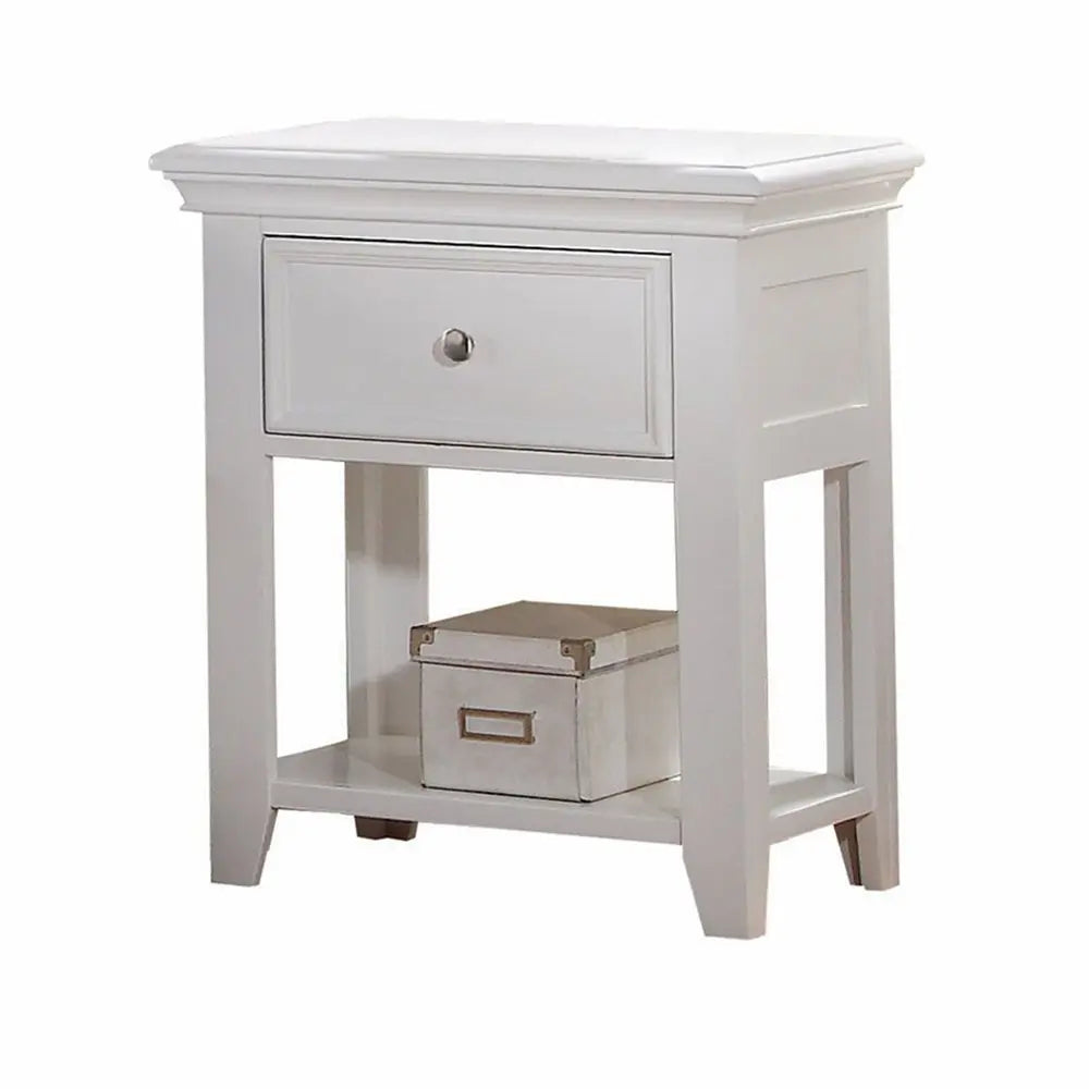 27" White One Drawer Nightstand HomeRoots