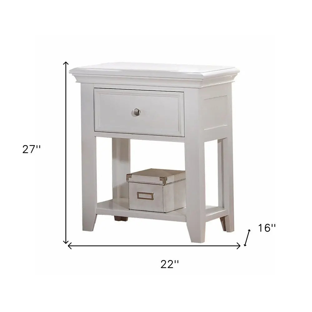 27" White One Drawer Nightstand HomeRoots