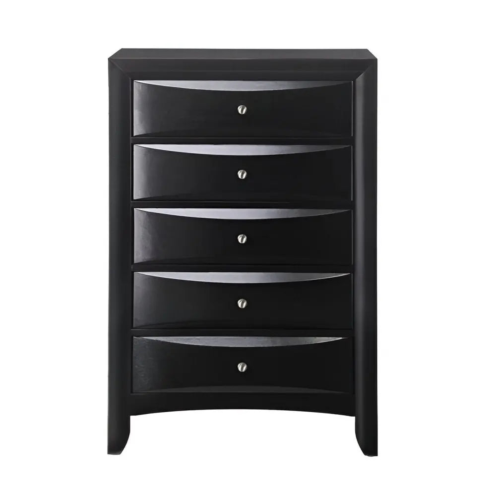 32" Black Solid Wood Five Drawer Standard Chest HomeRoots