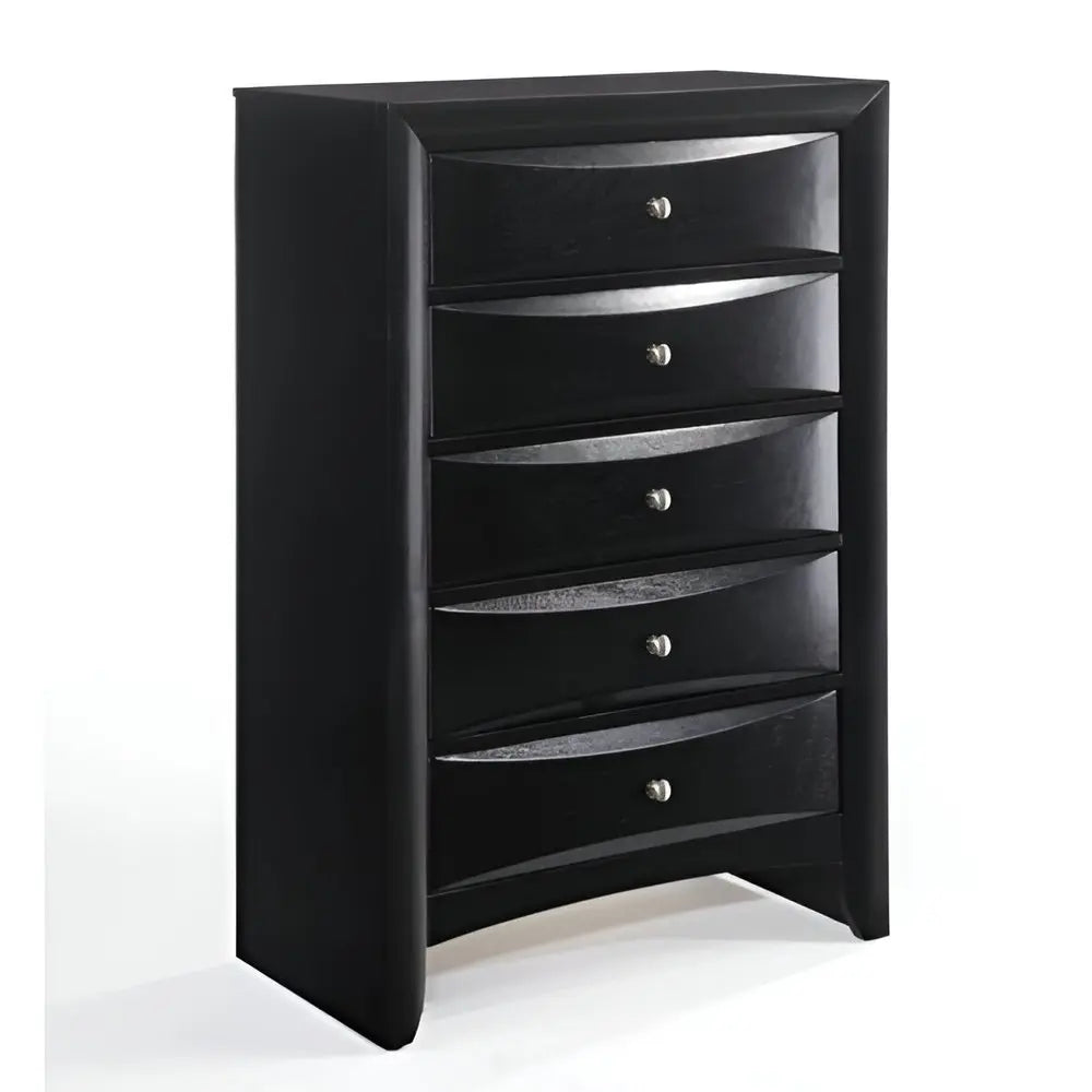 32" Black Solid Wood Five Drawer Standard Chest HomeRoots