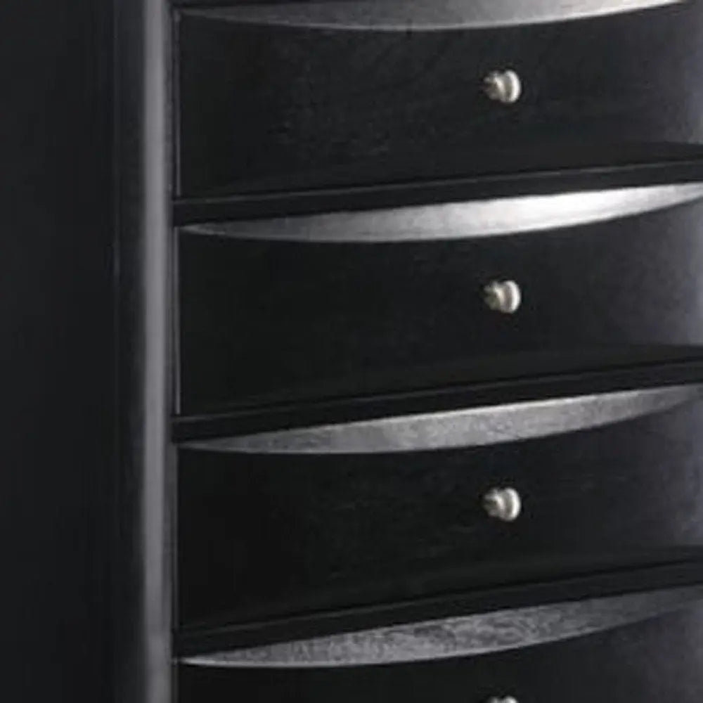32" Black Solid Wood Five Drawer Standard Chest HomeRoots