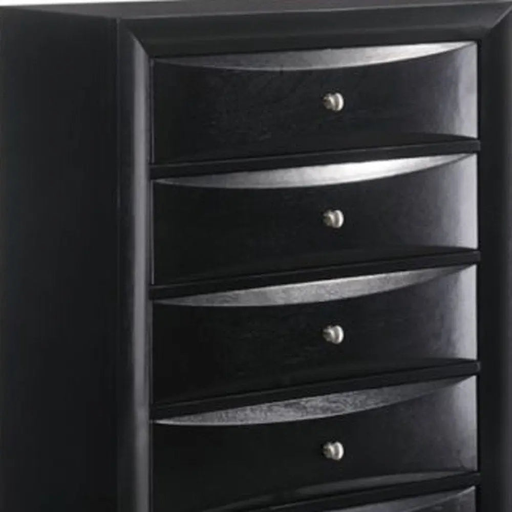 32" Black Solid Wood Five Drawer Standard Chest HomeRoots