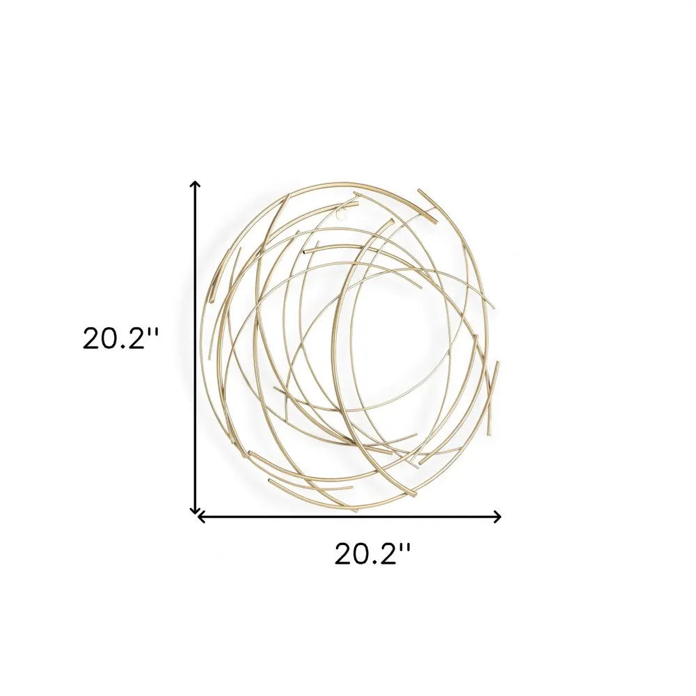 26" Gold Metal Abstract Round Hanging Wall Art Decor HomeRoots