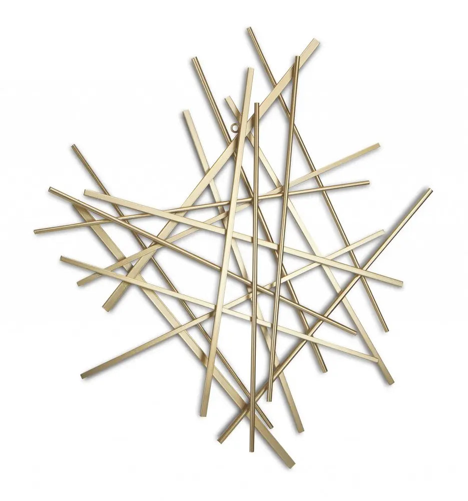 Gold Metal Abstract Linear Strips Wall Art Decor HomeRoots