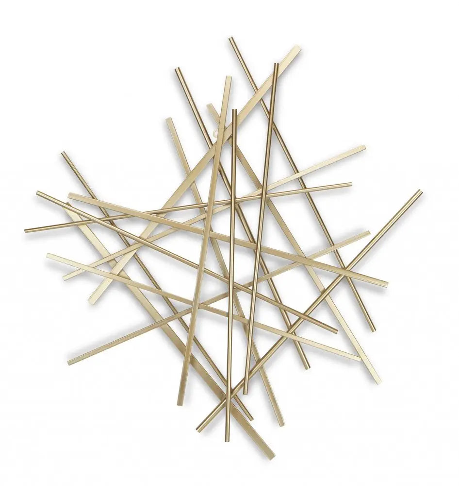 Gold Metal Abstract Linear Strips Wall Art Decor HomeRoots