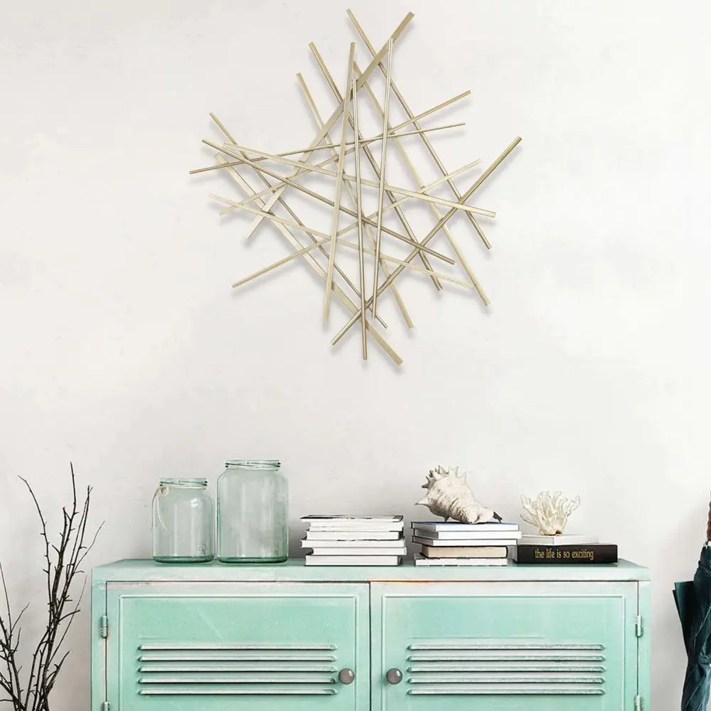 Gold Metal Abstract Linear Strips Wall Art Decor HomeRoots