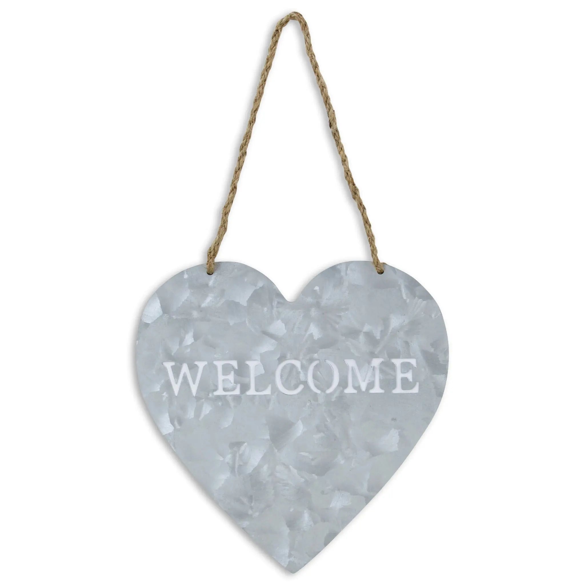 10" Gray Galvanized Metal Heart Shaped Welcome Wall Decor HomeRoots