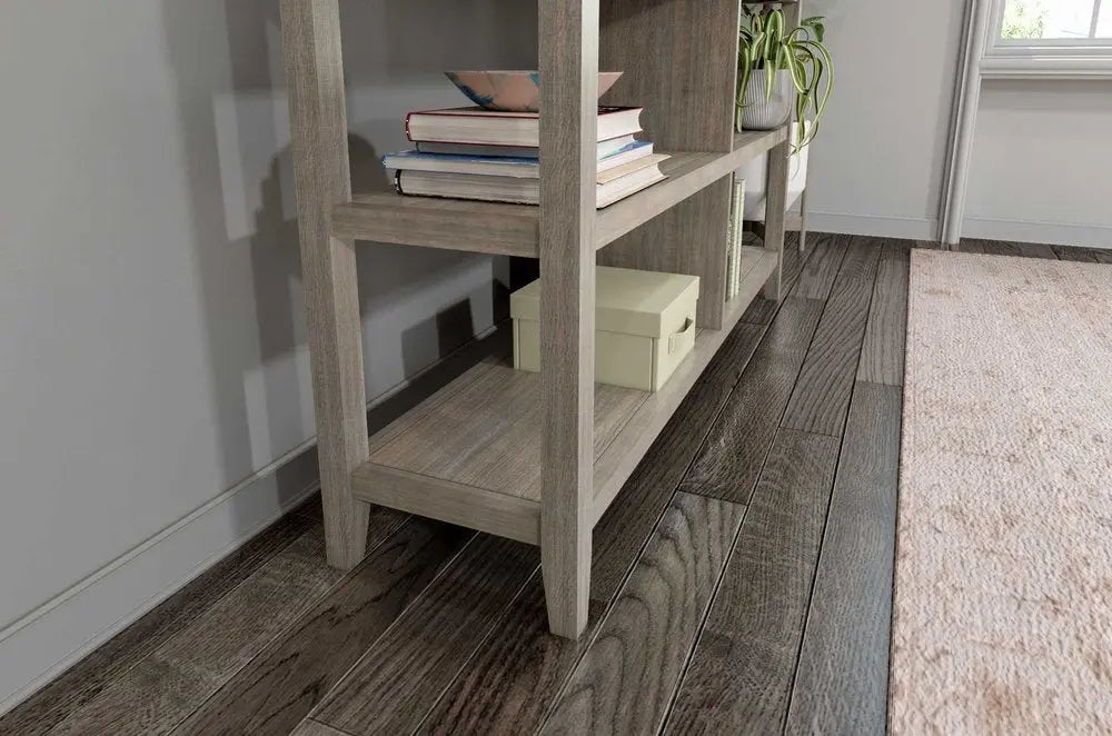 Gray Solid and Manufactured Wood and Solid Wood Double Bookcase HomeRoots