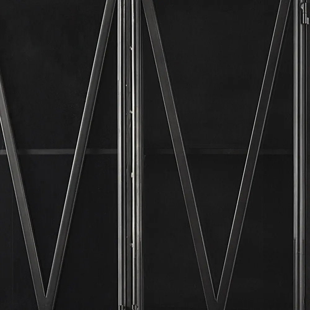 38" Black Glass and Metal Display Cabinet With Two Doors HomeRoots