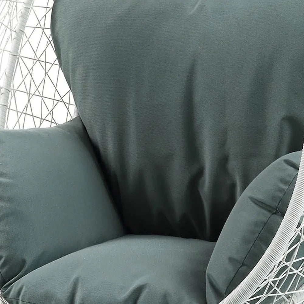 38" Black Metal Swing Chair With Beige Cushion HomeRoots