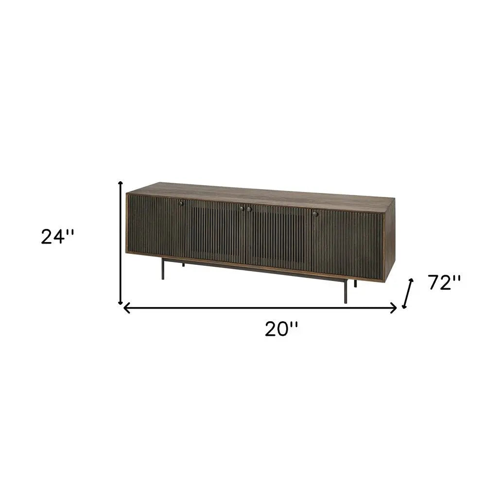 20" Brown Solid Wood Cabinet Enclosed Storage TV Stand HomeRoots