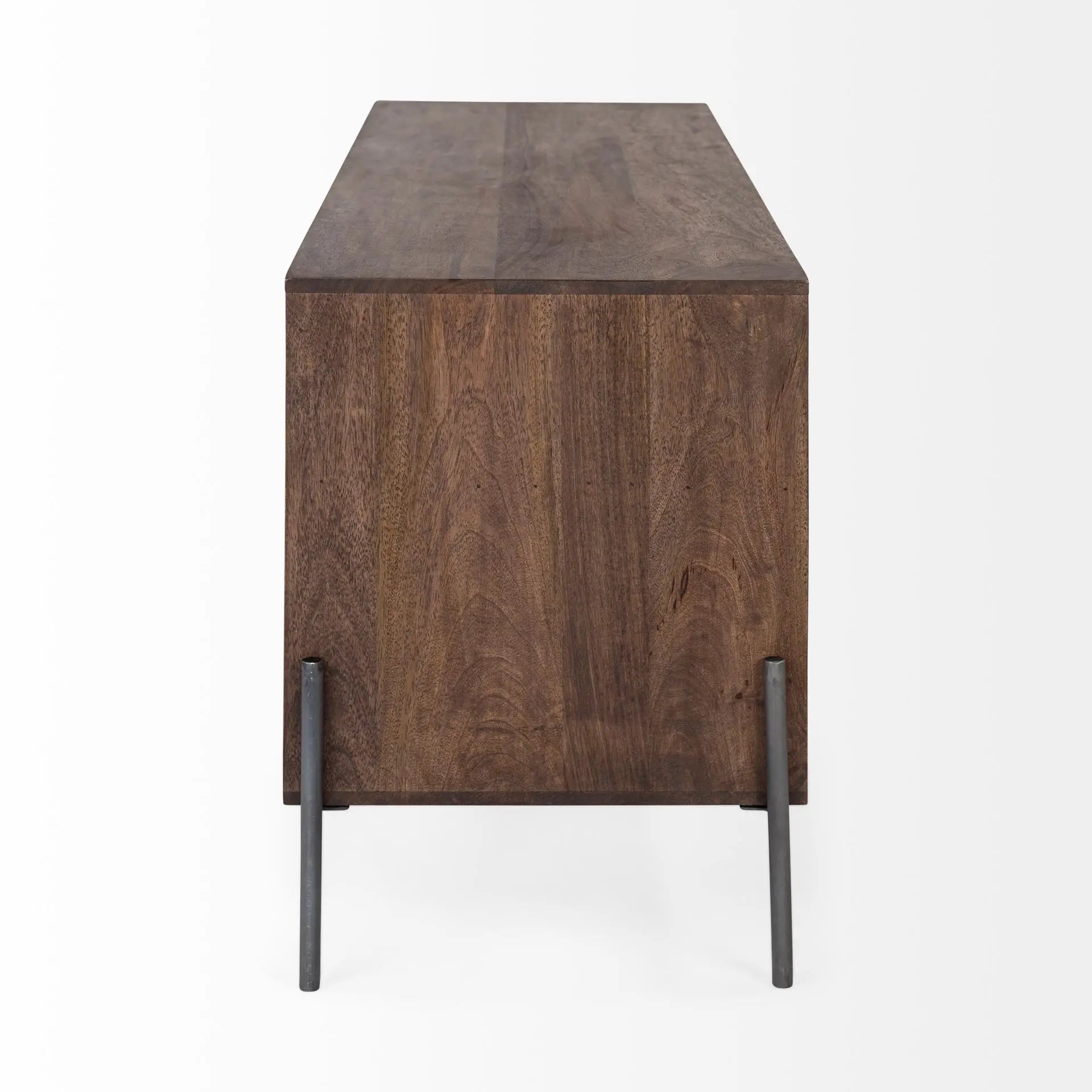 62" Brown and Black Solid Wood Cabinet Enclosed Storage TV Stand HomeRoots