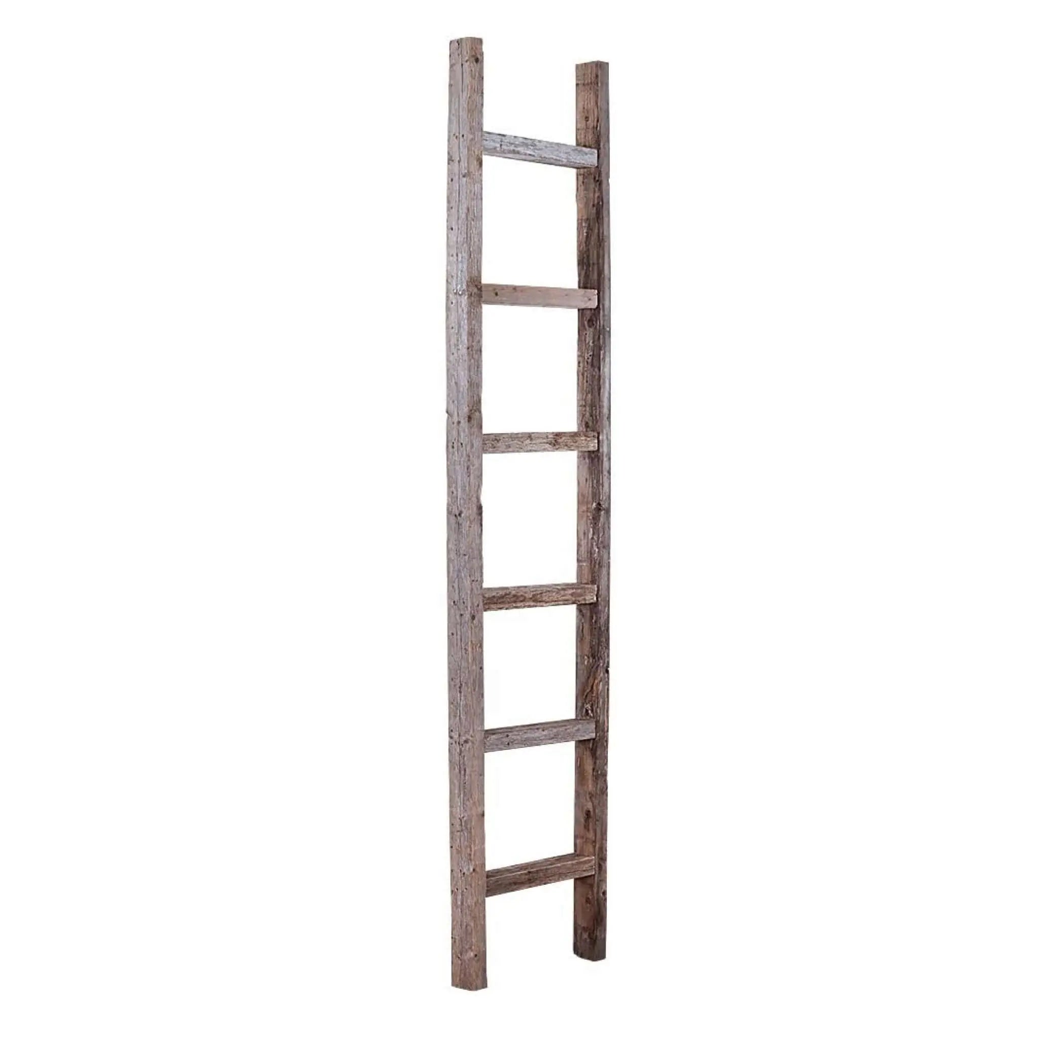 72" Gray Rustic Seven Step Wood Ladder Shelf HomeRoots