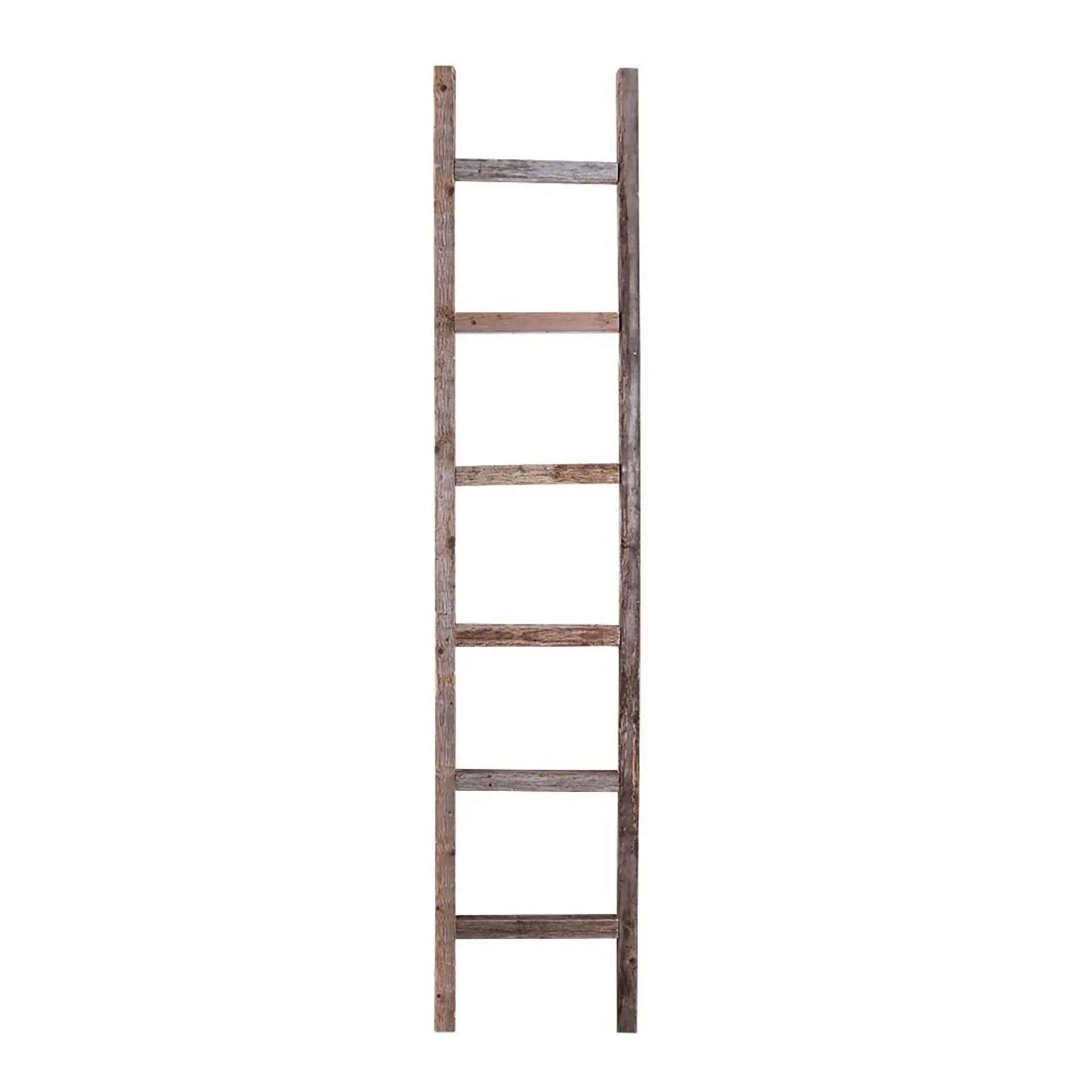 72" Gray Rustic Seven Step Wood Ladder Shelf HomeRoots