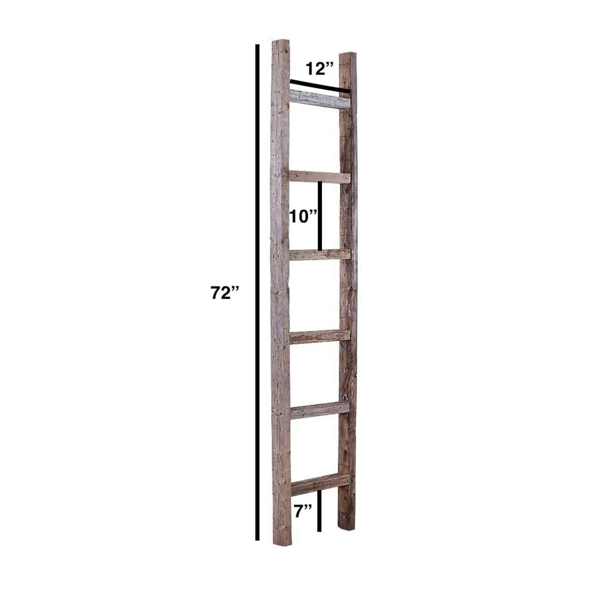 72" Gray Rustic Seven Step Wood Ladder Shelf HomeRoots