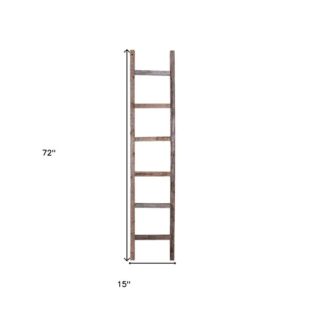 72" Gray Rustic Seven Step Wood Ladder Shelf HomeRoots