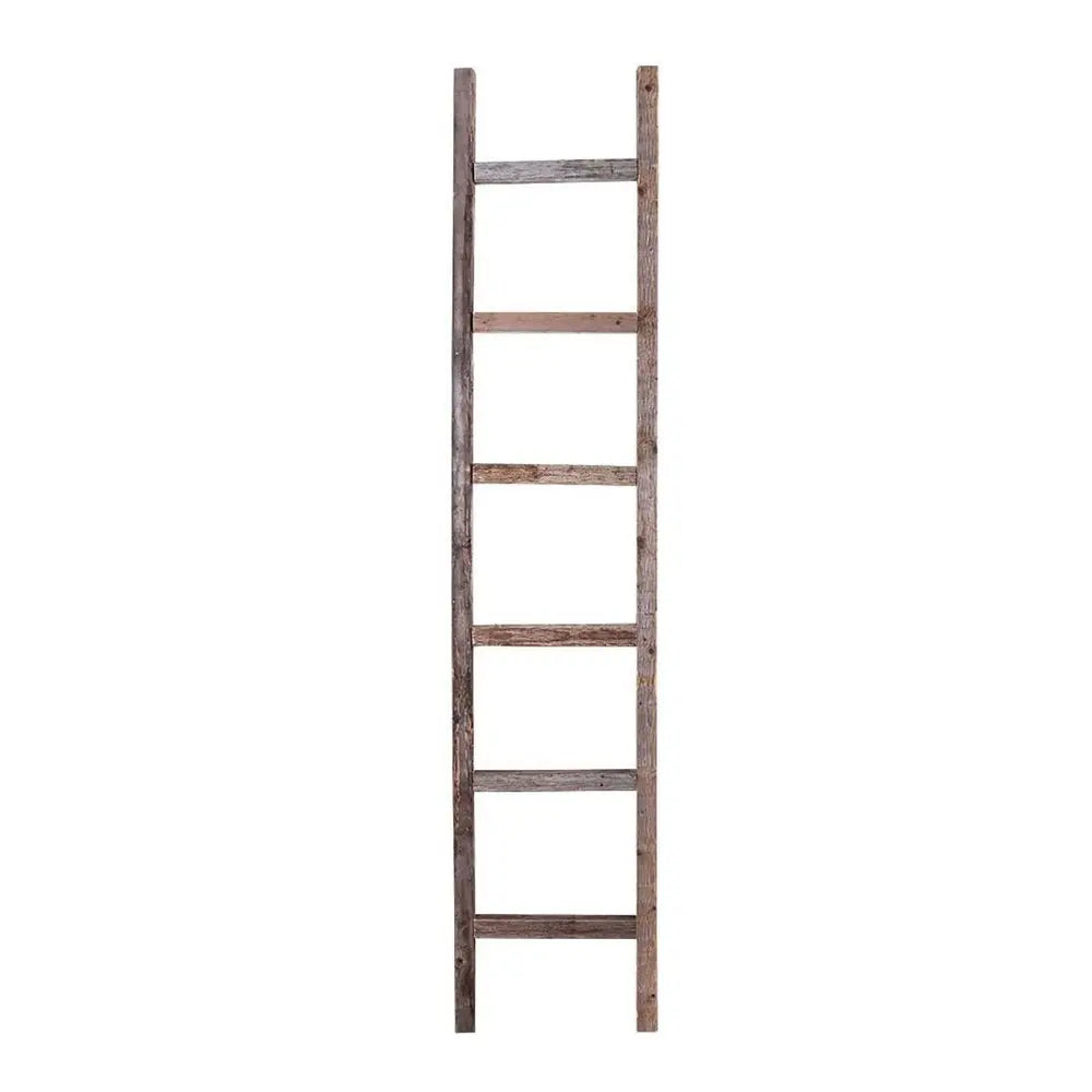 72" Gray Rustic Seven Step Wood Ladder Shelf HomeRoots