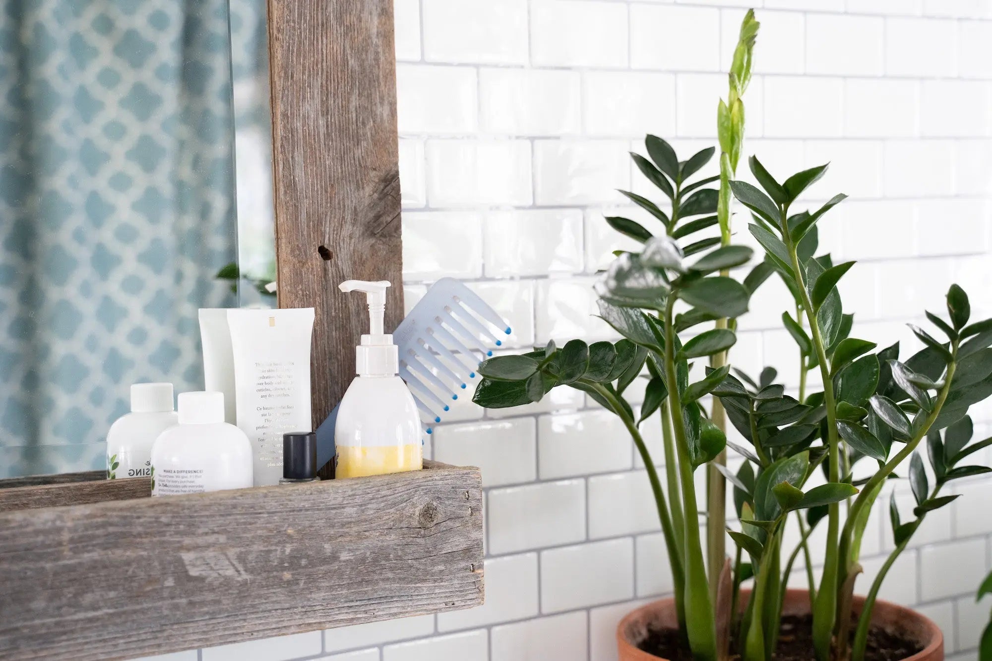 Rustic Weathered Gray Reclaimed Wood Plank Mirror With Shelf HomeRoots