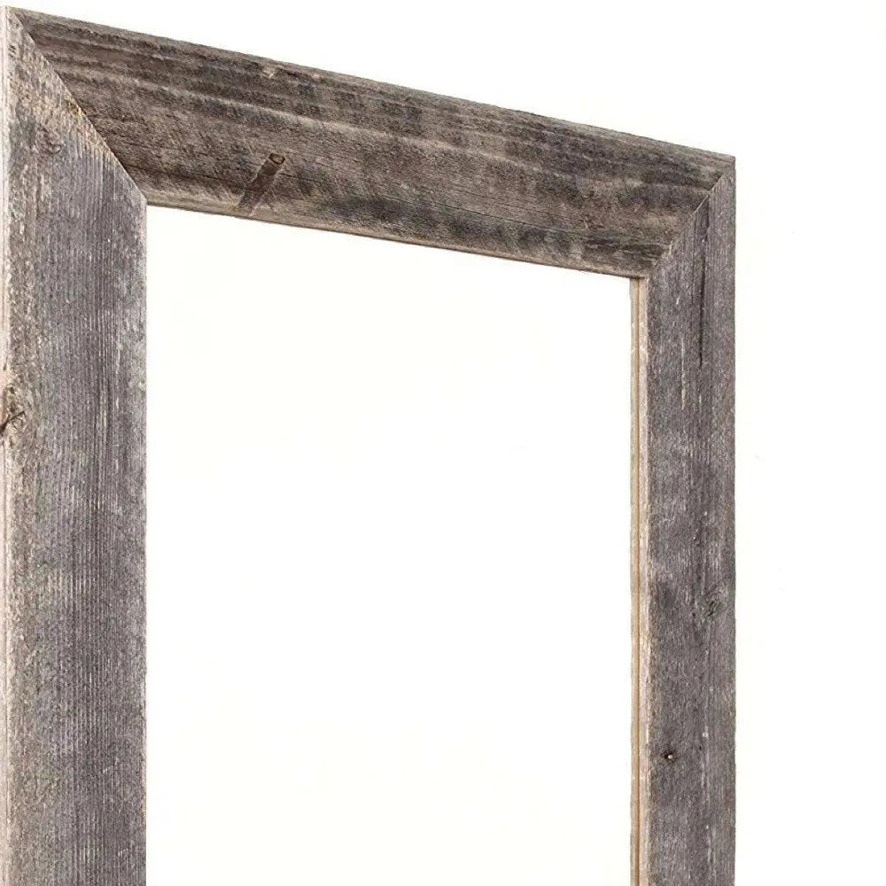 Rustic Weathered Gray Reclaimed Wood Plank Mirror With Shelf HomeRoots