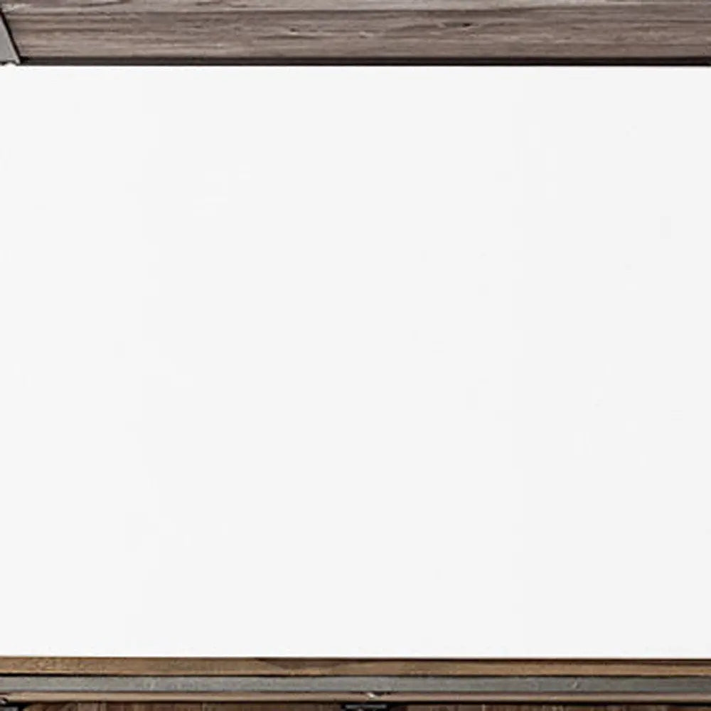 71" Brown And Silver Metal and Wood Four Tier Bookcase HomeRoots