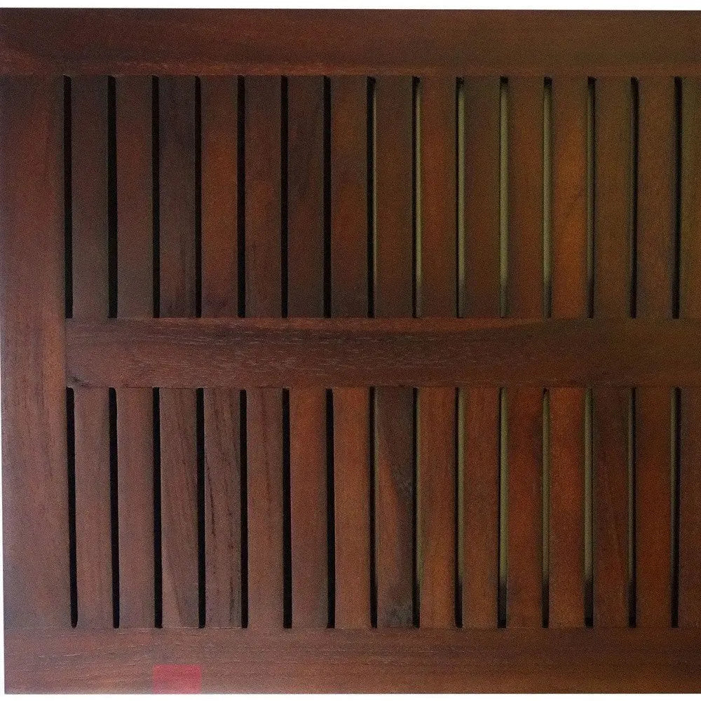 23" Dark Brown Teak Slat Bath Mat HomeRoots