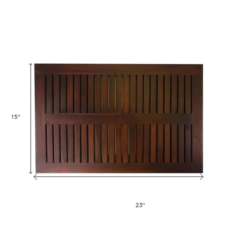 23" Dark Brown Teak Slat Bath Mat HomeRoots