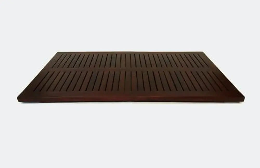 31" Dark Brown Teak Slat Non Slip Bath Mat HomeRoots